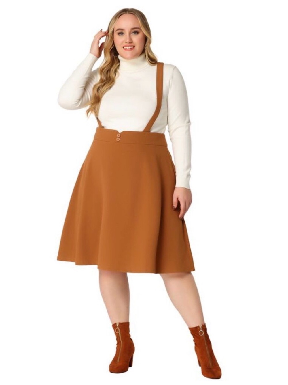 Agnes Orinda 3X Brown Suspender Dress Pinafore Jumper NWT Fall Layering